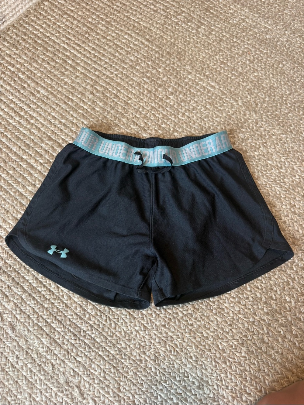 Under Armour Black Women's Athletic Shorts with Light Blue Waistband